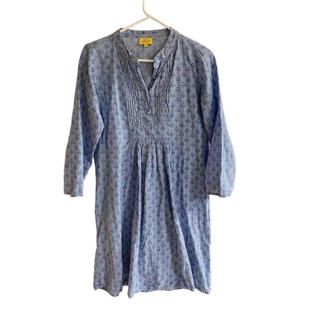 Roberta Roller Rabbit Light Blue Printed Pintuck Tunic S